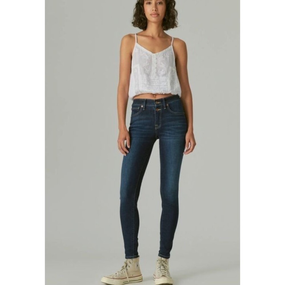 Lucky Brand Ava Mid Rise Super Skinny Jeans Womens 6/28 Dark Wash Stretch Denim - Picture 2 of 10